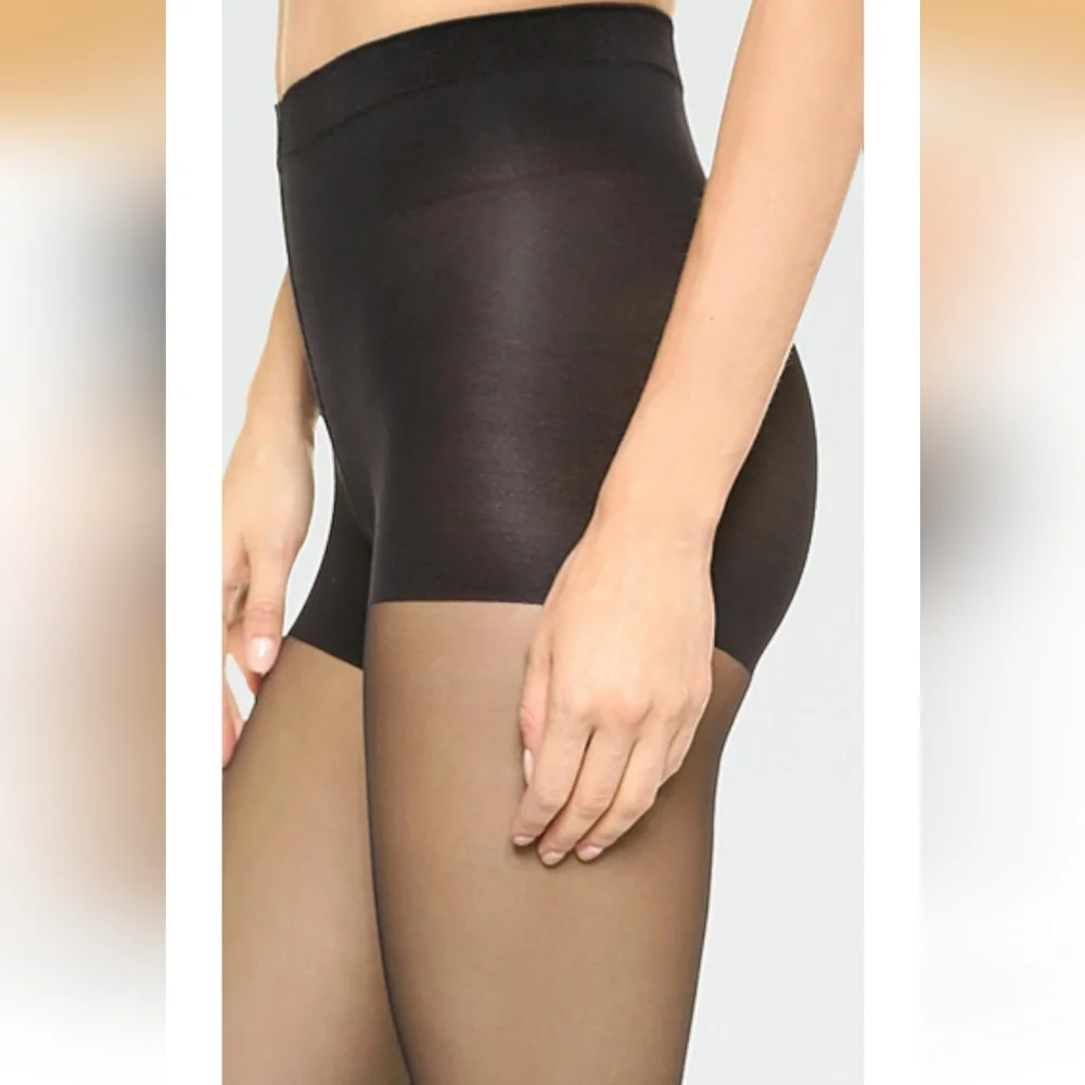 WOLFORD SHAPE INDIVIDUAL 10 CONTROL TOP TIGHTS : Size:Medium; Color: BLACK